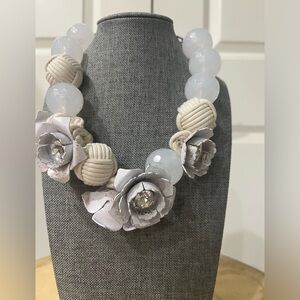 Weekend Max Mara Cream and Gray Floral Necklace